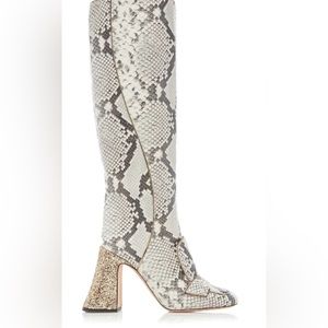 Rochas animal print boots with glitter chunky  heels 38